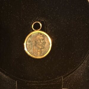14k Gold Ancient Coin Necklace Pendant